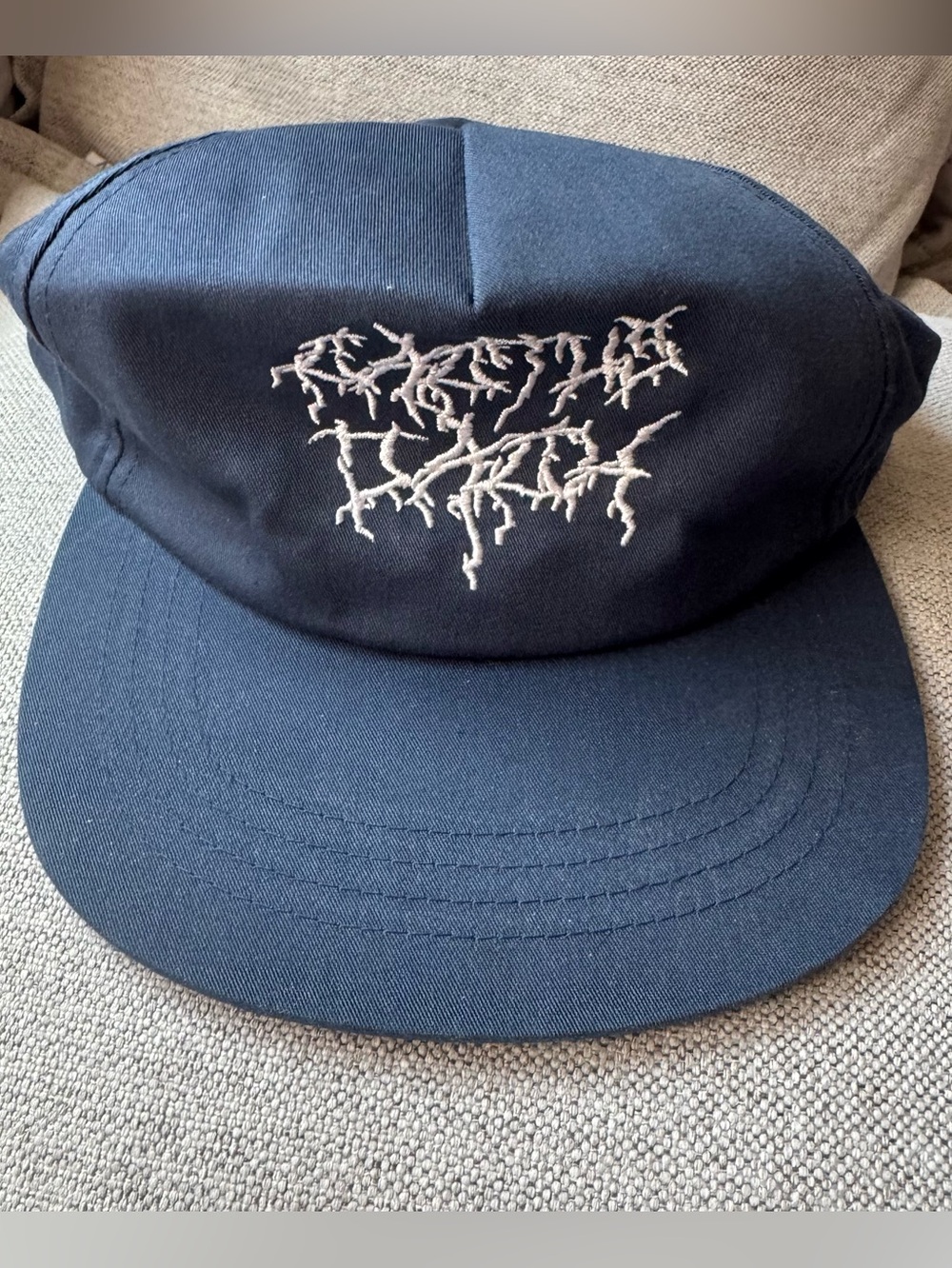 The Classic Navy Five-Panel Cap with White Embroidered Logo